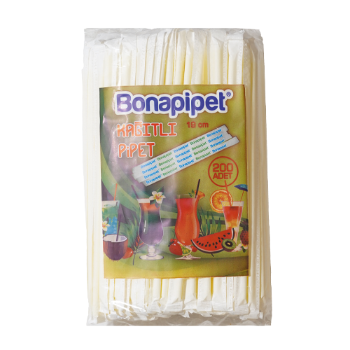 5 mm × 19 cm Düz Kağıtlı Pipet (200’lü Paket)