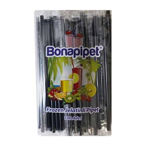 7 mm × 22 cm Jelatinli Frozen Pipet Siyah (100’lü Paket)