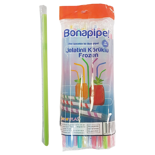 8 mm × 24 cm Frozen Jelatinli Körüklü Pipet Renkli (50’li Paket)