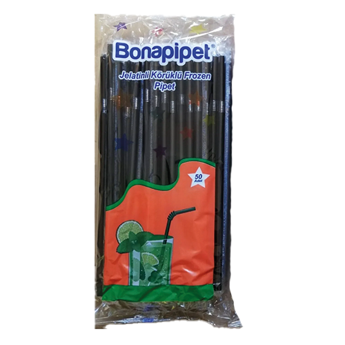 8 mm × 24 cm Frozen Jelatinli Körüklü Pipet Siyah (50’li Paket)