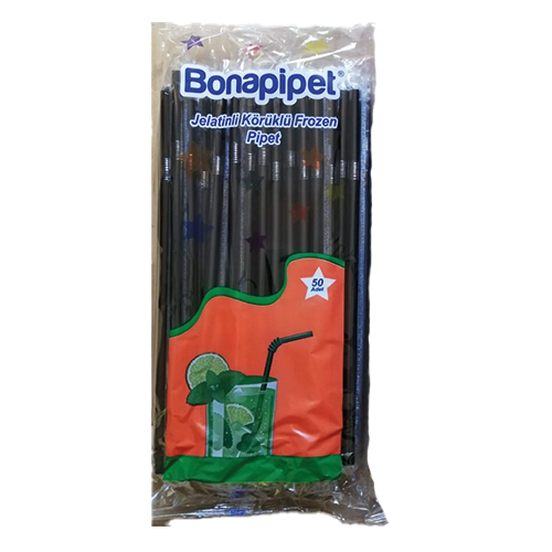 8 mm × 24 cm Frozen Jelatinli Körüklü Pipet Siyah (50’li Paket)