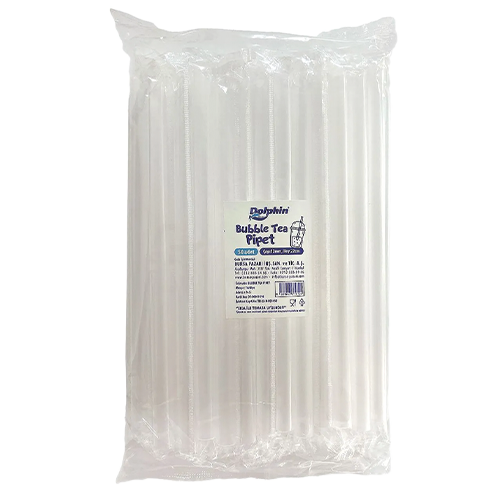 12 mm × 22 cm Dolphin Bubble Tea Pipet Şeffaf (50’li Paket)