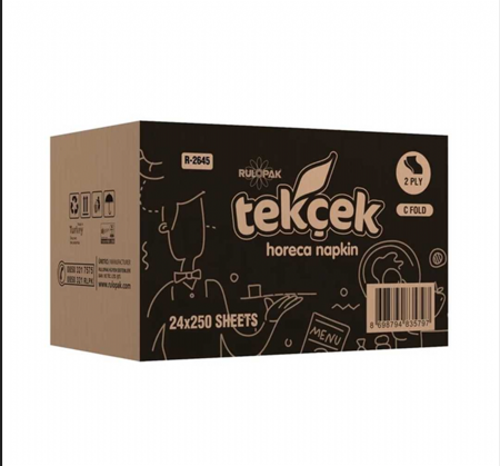 RULOPAK TEKÇEK HORECA PEÇETE 2 KATLI 24*250 AD KL 6000 ADET